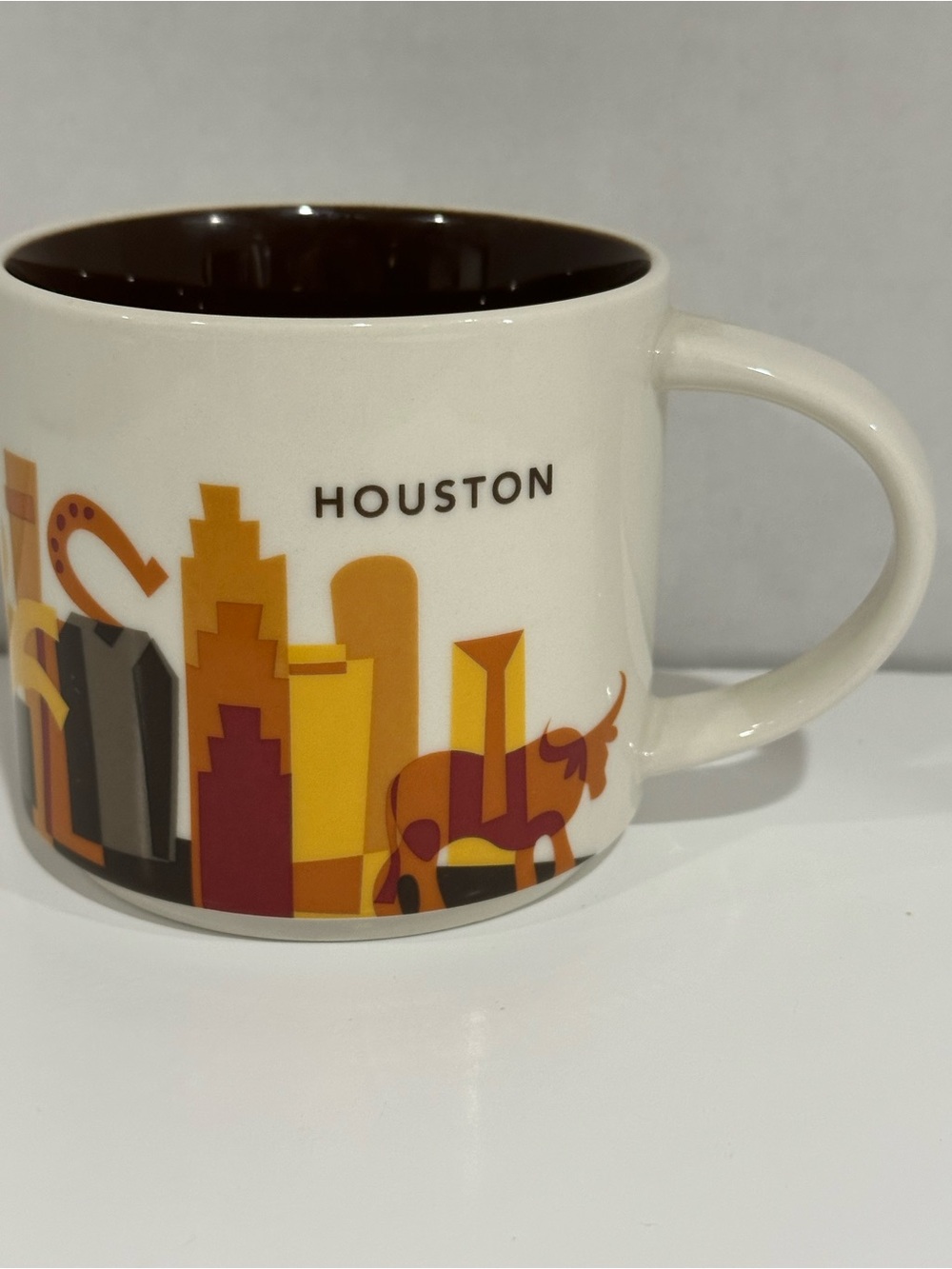 Starbucks Houston Skyline Mug - White Exterior with Brown Interior